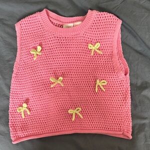 Zara Pink Knit Sweater with Bows, Size 5